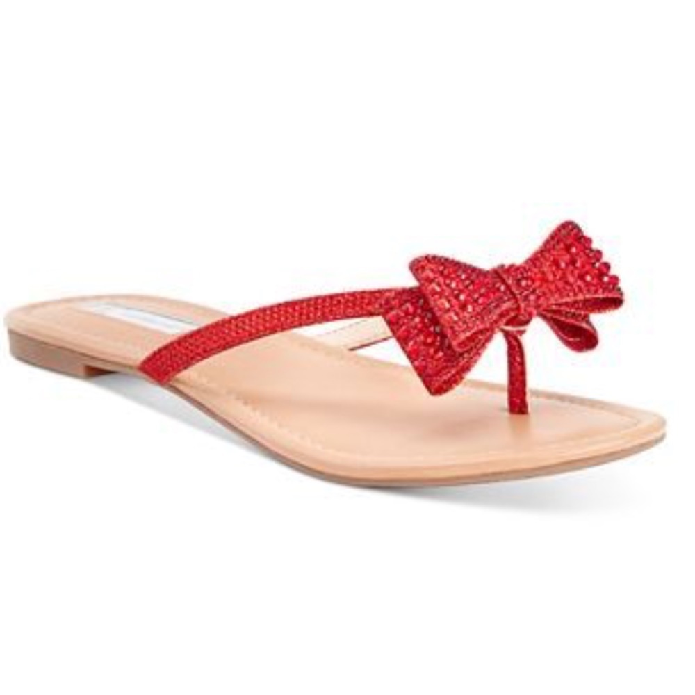 ❤️ 🍒NEW Inc Red Rhinestone Sandals Bow 8.5 ❤️🍒